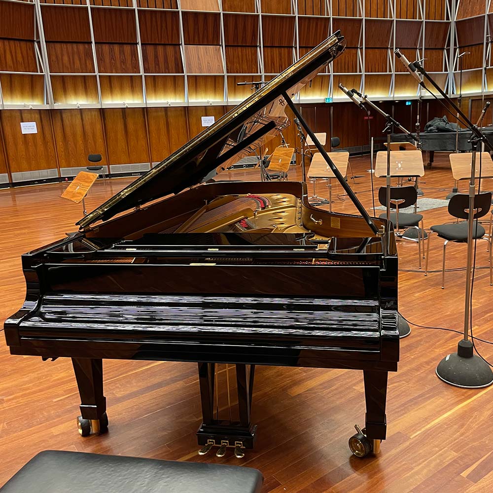 Flügel, Mikrofon Aufbau, Kammermusiksaal Deutschlandfunk Köln